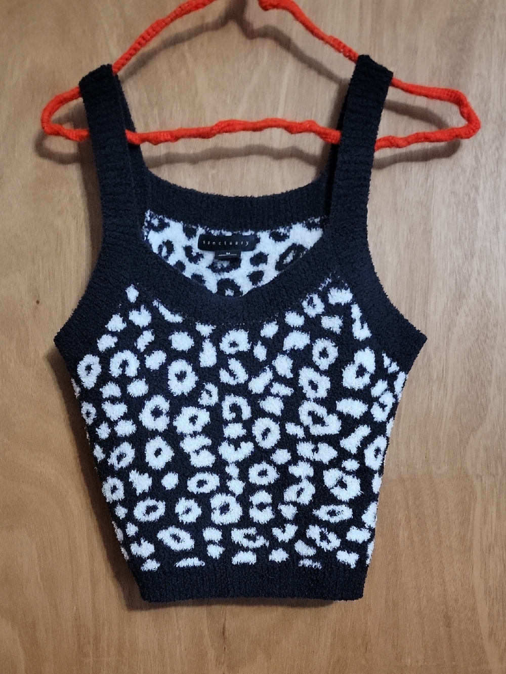 Sanctuary Black & White Leopard Knit Tank Top